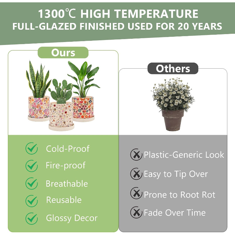 3Pcs Floral Ceramic Planters w - Snake Plant Ceramic review and price